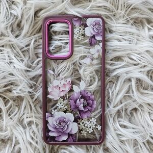 Floral Clear Phone Case w Screen Protector Glass - Samsung Android Galaxy A52